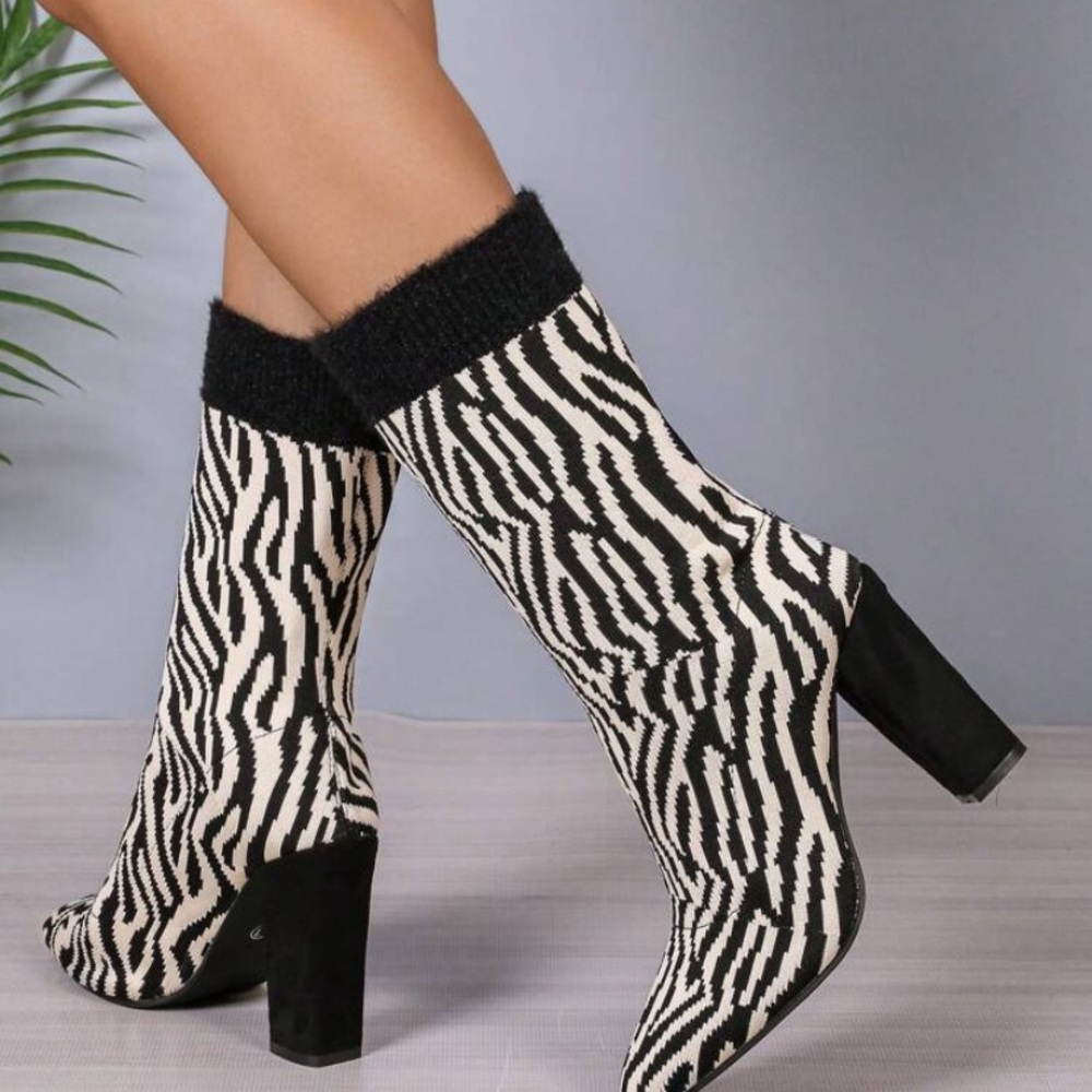 Lanaya Zebra Print Heeled Boots